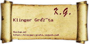Klinger Gréta névjegykártya